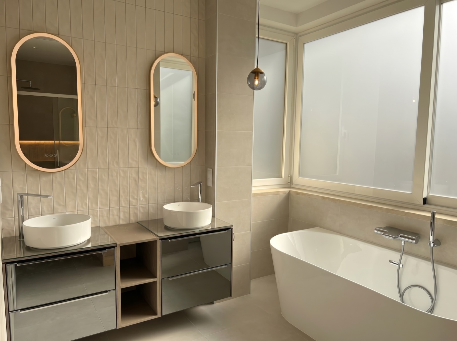 Custom kitchen and bathroom detail by Maya's Homes